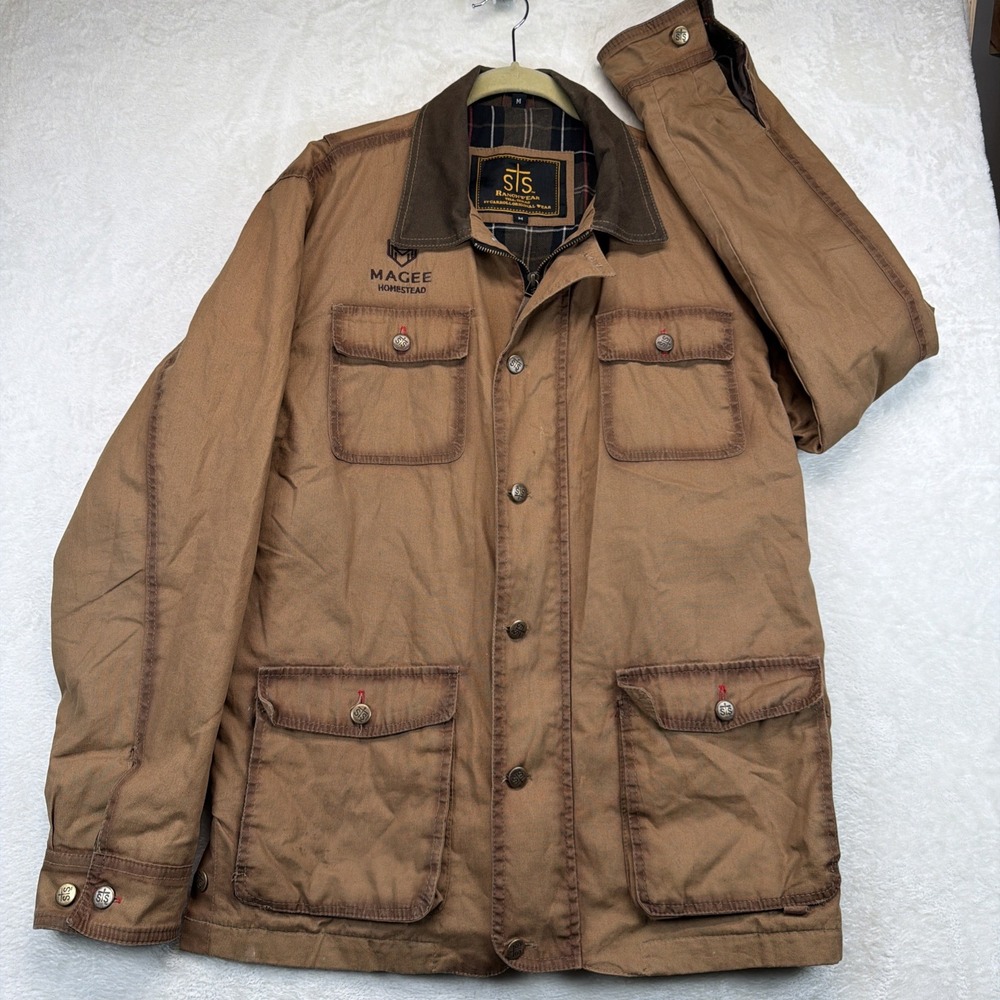 STS Ranchwear Mens Field Jacket M Brown Western Workwear Flannel Lined